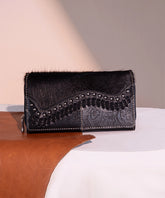 Trinity Ranch Hair-On Cowhide Saddle Shape Wallet